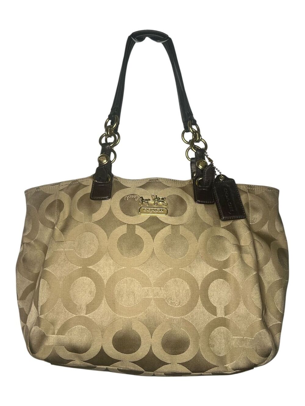 C21. Vintage Coach Madison Op Art Sateen Chain Tote